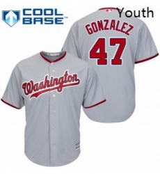 Youth Majestic Washington Nationals 47 Gio Gonzalez Authentic Grey Road Cool Base MLB Jersey Youth Majestic Washington Nationals 47 Gio Gonzalez Authentic Grey Road Cool Base MLB Jersey