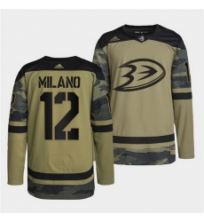 Men Anaheim Ducks 12 Sonny Milano 2022 Camo Military Appreciation Night Stitched jersey Men Anaheim Ducks 12 Sonny Milano 2022 Camo Military Appreciation Night Stitched jersey