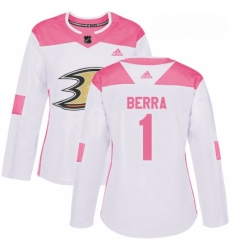Womens Adidas Anaheim Ducks 1 Reto Berra Authentic WhitePink Fashion NHL Jersey Womens Adidas Anaheim Ducks 1 Reto Berra Authentic WhitePink Fashion NHL Jersey