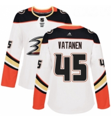 Womens Adidas Anaheim Ducks 45 Sami Vatanen Authentic White Away NHL Jersey Womens Adidas Anaheim Ducks 45 Sami Vatanen Authentic White Away NHL Jersey