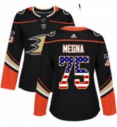 Womens Adidas Anaheim Ducks 75 Jaycob Megna Authentic Black USA Flag Fashion NHL Jersey Womens Adidas Anaheim Ducks 75 Jaycob Megna Authentic Black USA Flag Fashion NHL Jersey