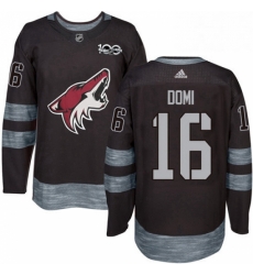 Mens Adidas Arizona Coyotes 16 Max Domi Premier Black 1917 2017 100th Anniversary NHL Jersey Mens Adidas Arizona Coyotes 16 Max Domi Premier Black 1917 2017 100th Anniversary NHL Jersey