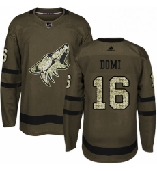 Mens Adidas Arizona Coyotes 16 Max Domi Premier Green Salute to Service NHL Jersey Mens Adidas Arizona Coyotes 16 Max Domi Premier Green Salute to Service NHL Jersey
