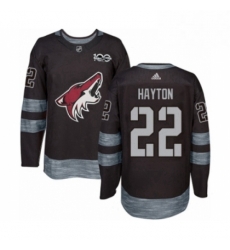 Mens Adidas Arizona Coyotes 22 Barrett Hayton Authentic Black 1917 2017 100th Anniversary NHL Jerse Mens Adidas Arizona Coyotes 22 Barrett Hayton Authentic Black 1917 2017 100th Anniversary NHL Jerse