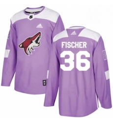 Youth Adidas Arizona Coyotes 36 Christian Fischer Authentic Purple Fights Cancer Practice NHL Jersey Youth Adidas Arizona Coyotes 36 Christian Fischer Authentic Purple Fights Cancer Practice NHL Jersey
