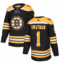 Men Boston Bruins 1 Jeremy Swayman Adidas Authentic Home Jersey Black Men Boston Bruins 1 Jeremy Swayman Adidas Authentic Home Jersey Black