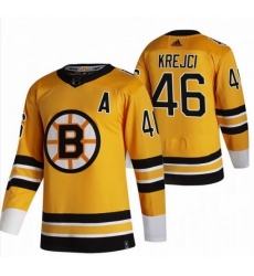Men Boston Bruins 46 David Krejci Yellow Adidas 2020 21 Reverse Retro Alternate NHL Jersey Men Boston Bruins 46 David Krejci Yellow Adidas 2020 21 Reverse Retro Alternate NHL Jersey