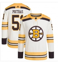 Men Boston Bruins 51 Matthew Poitras Cream 100th Anniversary Stitched Jersey Men Boston Bruins 51 Matthew Poitras Cream 100th Anniversary Stitched Jersey