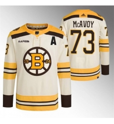 Men Boston Bruins 73 Charlie McAvoy Cream With Rapid7 Patch 100th Anniversary Stitched Jersey Men Boston Bruins 73 Charlie McAvoy Cream With Rapid7 Patch 100th Anniversary Stitched Jersey