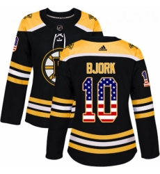 Womens Adidas Boston Bruins 10 Anders Bjork Authentic Black USA Flag Fashion NHL Jersey Womens Adidas Boston Bruins 10 Anders Bjork Authentic Black USA Flag Fashion NHL Jersey