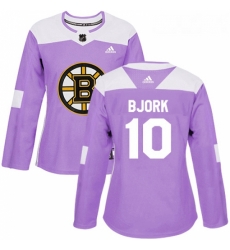 Womens Adidas Boston Bruins 10 Anders Bjork Authentic Purple Fights Cancer Practice NHL Jersey Womens Adidas Boston Bruins 10 Anders Bjork Authentic Purple Fights Cancer Practice NHL Jersey