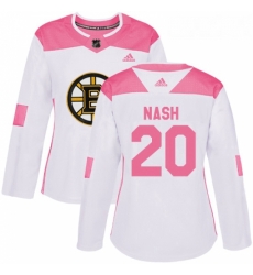 Womens Adidas Boston Bruins 20 Riley Nash Authentic WhitePink Fashion NHL Jersey Womens Adidas Boston Bruins 20 Riley Nash Authentic WhitePink Fashion NHL Jersey