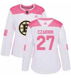 Womens Adidas Boston Bruins 27 Austin Czarnik Authentic WhitePink Fashion NHL Jersey Womens Adidas Boston Bruins 27 Austin Czarnik Authentic WhitePink Fashion NHL Jersey