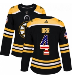 Womens Adidas Boston Bruins 4 Bobby Orr Authentic Black USA Flag Fashion NHL Jersey Womens Adidas Boston Bruins 4 Bobby Orr Authentic Black USA Flag Fashion NHL Jersey