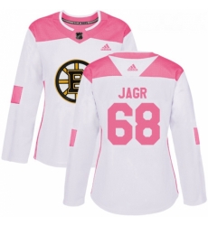 Womens Adidas Boston Bruins 68 Jaromir Jagr Authentic WhitePink Fashion NHL Jersey Womens Adidas Boston Bruins 68 Jaromir Jagr Authentic WhitePink Fashion NHL Jersey