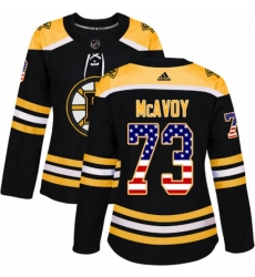 Womens Adidas Boston Bruins 73 Charlie McAvoy Authentic Black USA Flag Fashion NHL Jersey Womens Adidas Boston Bruins 73 Charlie McAvoy Authentic Black USA Flag Fashion NHL Jersey