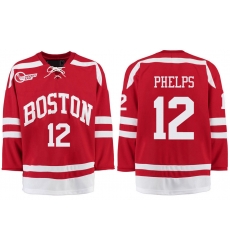 Boston University Terriers BU 12 Chase Phelps Red Stitched Hockey Jersey Boston University Terriers BU 12 Chase Phelps Red Stitched Hockey Jersey