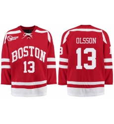 Boston University Terriers BU 13 Nikolas Olsson Red Stitched Hockey Jersey Boston University Terriers BU 13 Nikolas Olsson Red Stitched Hockey Jersey