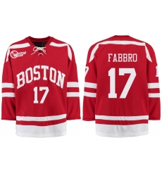 Boston University Terriers BU 17 Dante Fabbro Red Stitched Hockey Jersey Boston University Terriers BU 17 Dante Fabbro Red Stitched Hockey Jersey