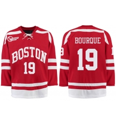 Boston University Terriers BU 19 Chris Bourque Red Stitched Hockey Jersey Boston University Terriers BU 19 Chris Bourque Red Stitched Hockey Jersey