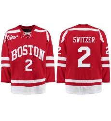 Boston University Terriers BU 2 Shane Switzer Red Stitched Hockey Jersey Boston University Terriers BU 2 Shane Switzer Red Stitched Hockey Jersey