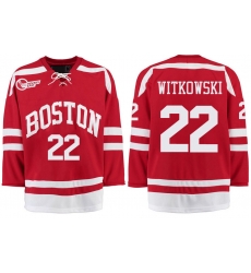 Boston University Terriers BU 22 Jake Witkowski Red Stitched Hockey Jersey Boston University Terriers BU 22 Jake Witkowski Red Stitched Hockey Jersey