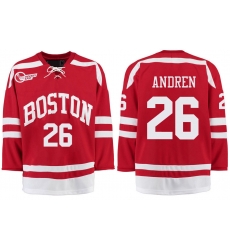 Boston University Terriers BU 26 Oskar Andren Red Stitched Hockey Jersey Boston University Terriers BU 26 Oskar Andren Red Stitched Hockey Jersey