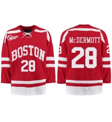 Boston University Terriers BU 28 Johnny McDermott Red Stitched Hockey Jersey Boston University Terriers BU 28 Johnny McDermott Red Stitched Hockey Jersey