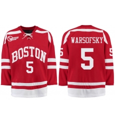 Boston University Terriers BU 5 David Warsofsky Red Stitched Hockey Jersey Boston University Terriers BU 5 David Warsofsky Red Stitched Hockey Jersey