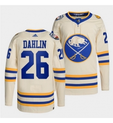 Men Buffalo Sabres 26 Rasmus Dahlin 2022 Cream Heritage Classic Stitched jersey Men Buffalo Sabres 26 Rasmus Dahlin 2022 Cream Heritage Classic Stitched jersey