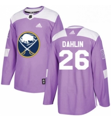 Mens Adidas Buffalo Sabres 26 Rasmus Dahlin Authentic Purple Fights Cancer Practice NHL Jersey 