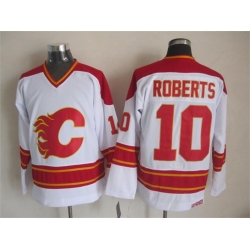 Calgary Flames  #10 Gary Roberts White CCM Throwback Stitched NHL Jersey