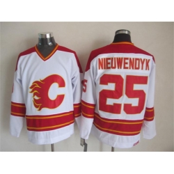 Calgary Flames  #25 Joe Nieuwendyk White CCM Throwback Stitched NHL Jersey