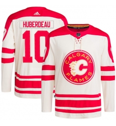 Men Calgary Flames 10 Jonathan Huberdeau 2023 Cream Classic Primegreen Stitched Jersey Men Calgary Flames 10 Jonathan Huberdeau 2023 Cream Classic Primegreen Stitched Jersey