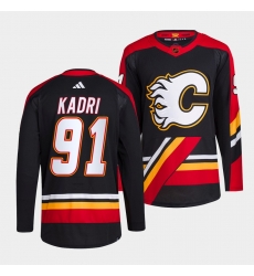Men Calgary Flames 91 Nazem Kadri Black 2022 23 Reverse Retro Stitched Jersey Men Calgary Flames 91 Nazem Kadri Black 2022 23 Reverse Retro Stitched Jersey