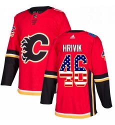 Mens Adidas Calgary Flames 46 Marek Hrivik Authentic Red USA Flag Fashion NHL Jersey Mens Adidas Calgary Flames 46 Marek Hrivik Authentic Red USA Flag Fashion NHL Jersey