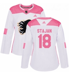 Womens Adidas Calgary Flames 18 Matt Stajan Authentic WhitePink Fashion NHL Jersey Womens Adidas Calgary Flames 18 Matt Stajan Authentic WhitePink Fashion NHL Jersey