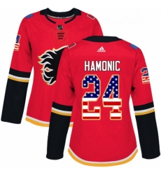 Womens Adidas Calgary Flames 24 Travis Hamonic Authentic Red USA Flag Fashion NHL Jersey Womens Adidas Calgary Flames 24 Travis Hamonic Authentic Red USA Flag Fashion NHL Jersey