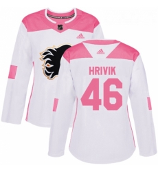 Womens Adidas Calgary Flames 46 Marek Hrivik Authentic WhitePink Fashion NHL Jersey Womens Adidas Calgary Flames 46 Marek Hrivik Authentic WhitePink Fashion NHL Jersey