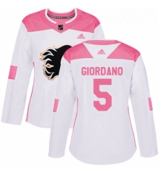 Womens Adidas Calgary Flames 5 Mark Giordano Authentic WhitePink Fashion NHL Jersey Womens Adidas Calgary Flames 5 Mark Giordano Authentic WhitePink Fashion NHL Jersey