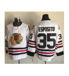 Chicago Blackhawks  #35 Tony Esposito White CCM Throwback Stitched NHL Jersey