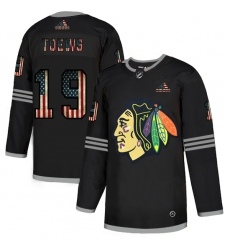 Men Chicago Blackhawks 19 Jonathan Toews Black USA Flag Fashion Adidas Jersey Men Chicago Blackhawks 19 Jonathan Toews Black USA Flag Fashion Adidas Jersey