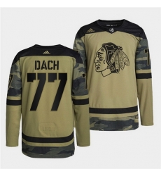 Men Chicago Blackhawks 77 Kirby Dach 2022 Camo Military Appreciation Night White Stitched jersey Men Chicago Blackhawks 77 Kirby Dach 2022 Camo Military Appreciation Night White Stitched jersey