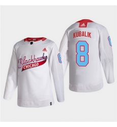 Men Chicago Blackhawks 8 Dominik Kubalik 2022 Community Night White Stitched jersey Men Chicago Blackhawks 8 Dominik Kubalik 2022 Community Night White Stitched jersey