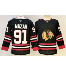 Men Chicago Blackhawks 91 FRANK NAZAR Black Stitched Hockey Jersey