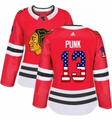Womens Adidas Chicago Blackhawks 13 CM Punk Authentic Red USA Flag Fashion NHL Jersey Womens Adidas Chicago Blackhawks 13 CM Punk Authentic Red USA Flag Fashion NHL Jersey