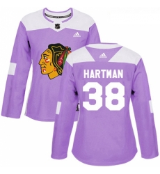 Womens Adidas Chicago Blackhawks 38 Ryan Hartman Authentic Purple Fights Cancer Practice NHL Jersey Womens Adidas Chicago Blackhawks 38 Ryan Hartman Authentic Purple Fights Cancer Practice NHL Jersey