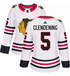 Womens Adidas Chicago Blackhawks 5 Adam Clendening Authentic White Away NHL Jersey Womens Adidas Chicago Blackhawks 5 Adam Clendening Authentic White Away NHL Jersey