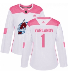 Womens Adidas Colorado Avalanche 1 Semyon Varlamov Authentic WhitePink Fashion NHL Jersey Womens Adidas Colorado Avalanche 1 Semyon Varlamov Authentic WhitePink Fashion NHL Jersey