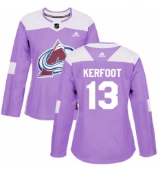 Womens Adidas Colorado Avalanche 13 Alexander Kerfoot Authentic Purple Fights Cancer Practice NHL Jersey Womens Adidas Colorado Avalanche 13 Alexander Kerfoot Authentic Purple Fights Cancer Practice NHL Jersey